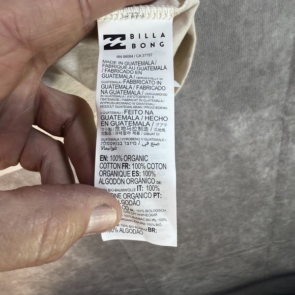 Billabong A/Division Women Large Short Sleeve T-Shirt Cream Grapic Print‎ - Picture 4 of 7